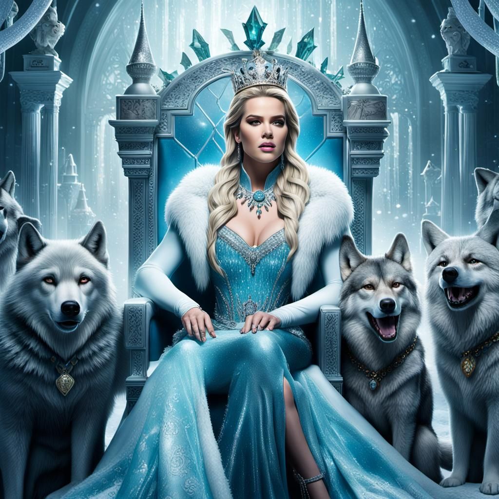 Elsa Inspired Portrait with Wolves in Digital Art