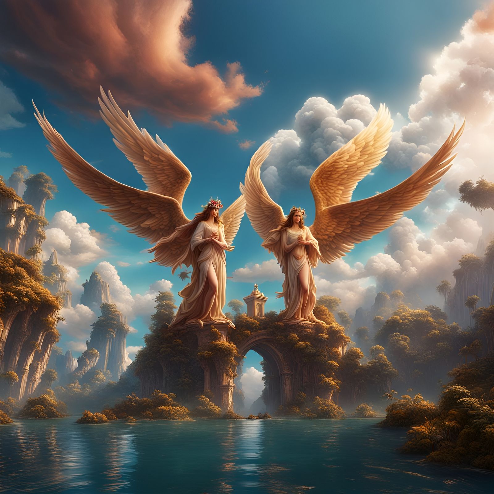 Angelic Paradise in Detailed Matte Painting
