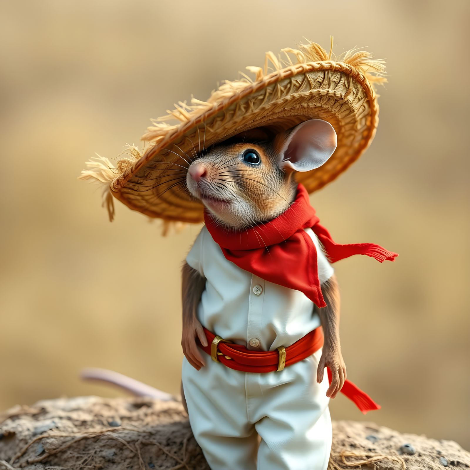 Mouse in Sombrero with Red Kerchief