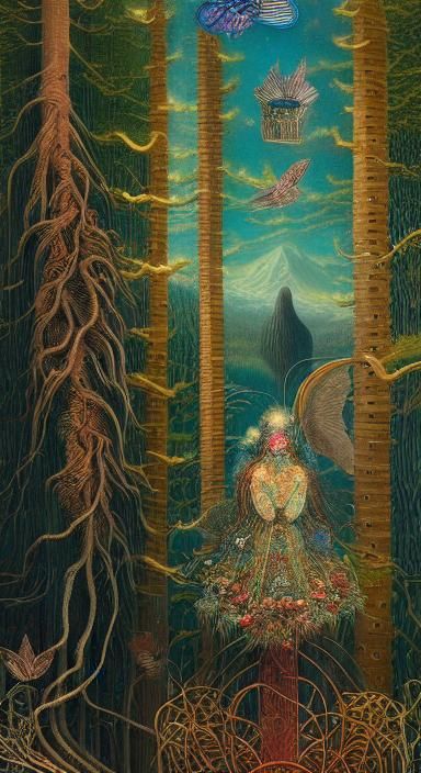 Weightless Fairytale: A Surreal Mixed Media Composition