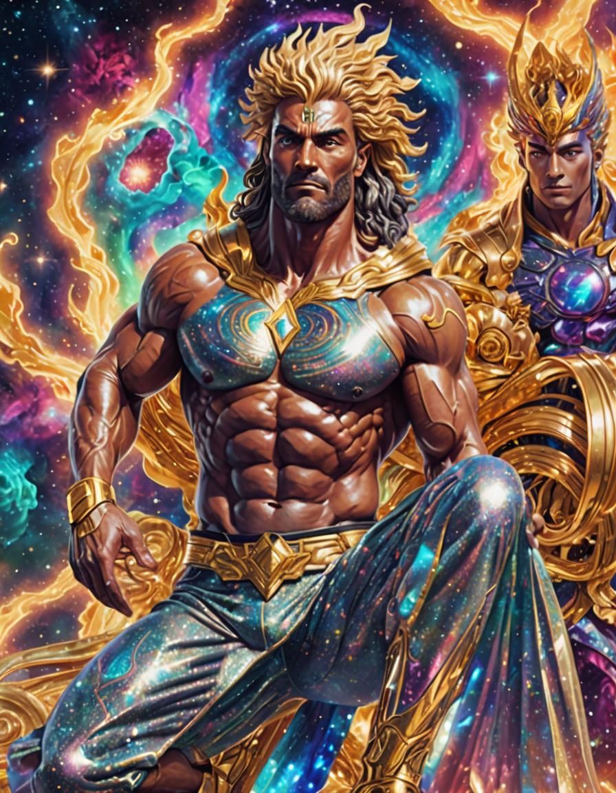 Bodybuilder in Fantasy Heaven with Phoenix