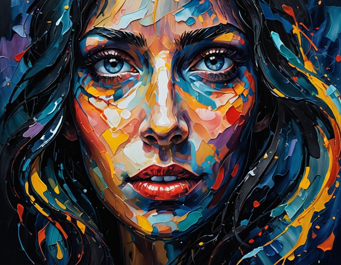 Woman in Shadows: Neo-Impressionist Oil Painting