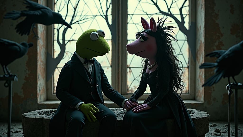 Gothic Muppets in Ruined Church, Dreamlike Rendering