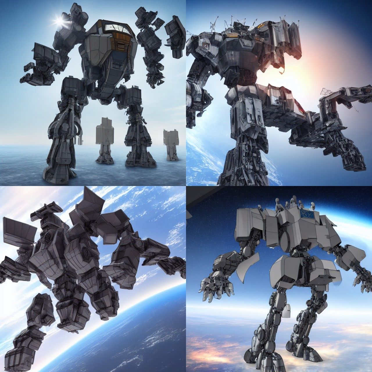 Giant Mech in Space: 3D Rendering