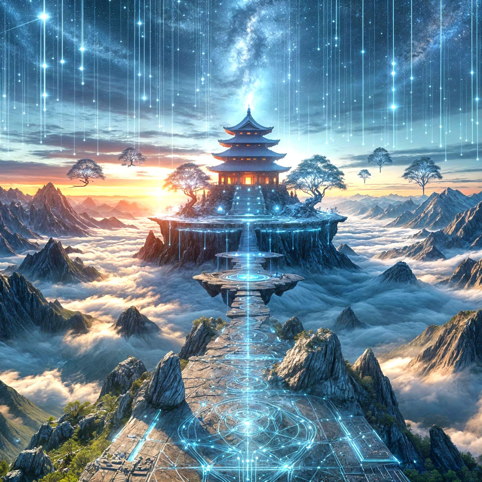 Majestic Future Temple on Mountain Peak