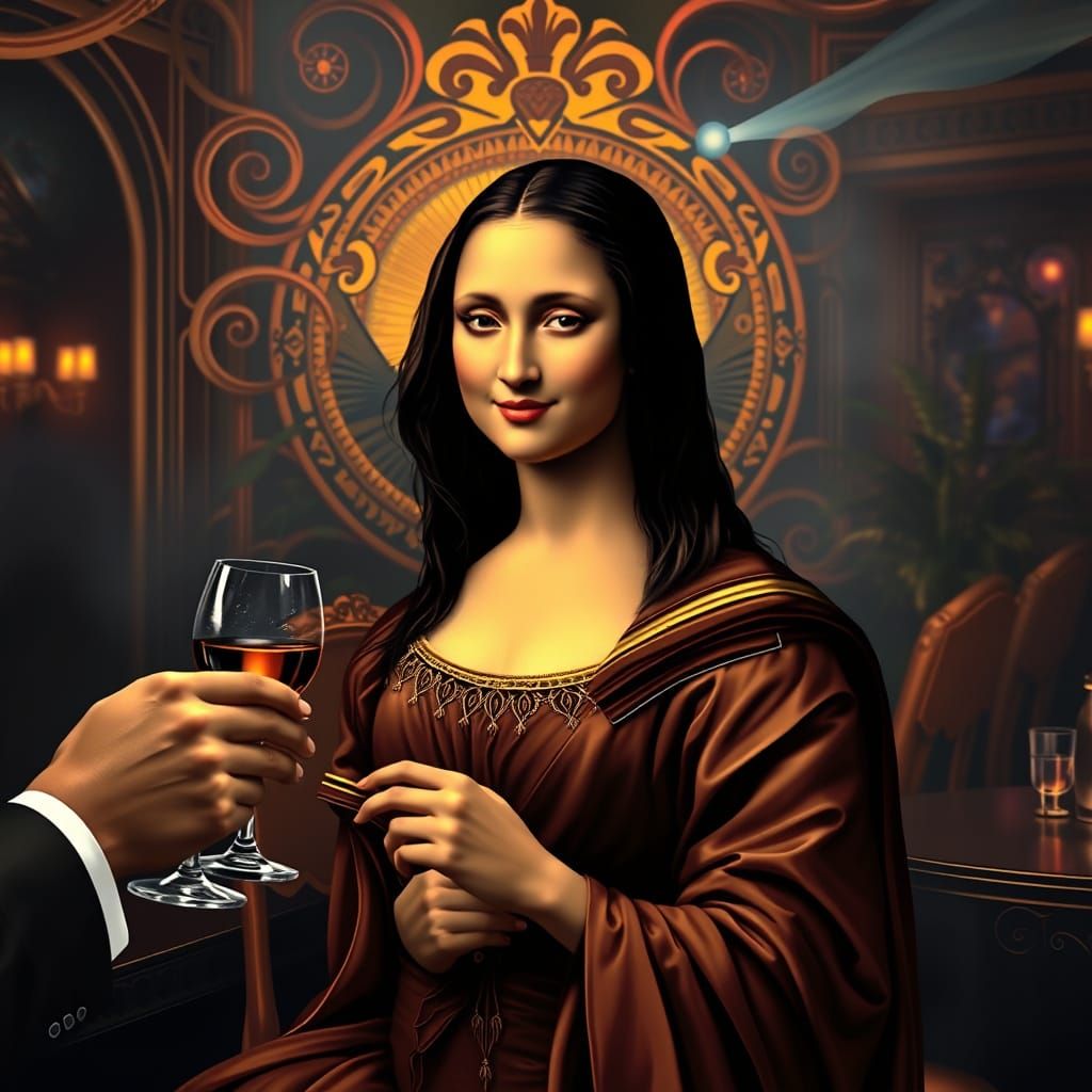 Mona Lisa Enjoys Nightclub in Art Nouveau-Inspired Masterpie...