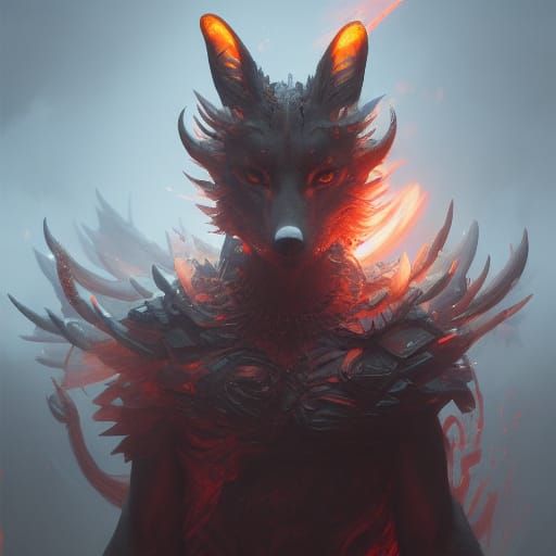 Lord Fox God of Destruction in Dark Fantasy Style