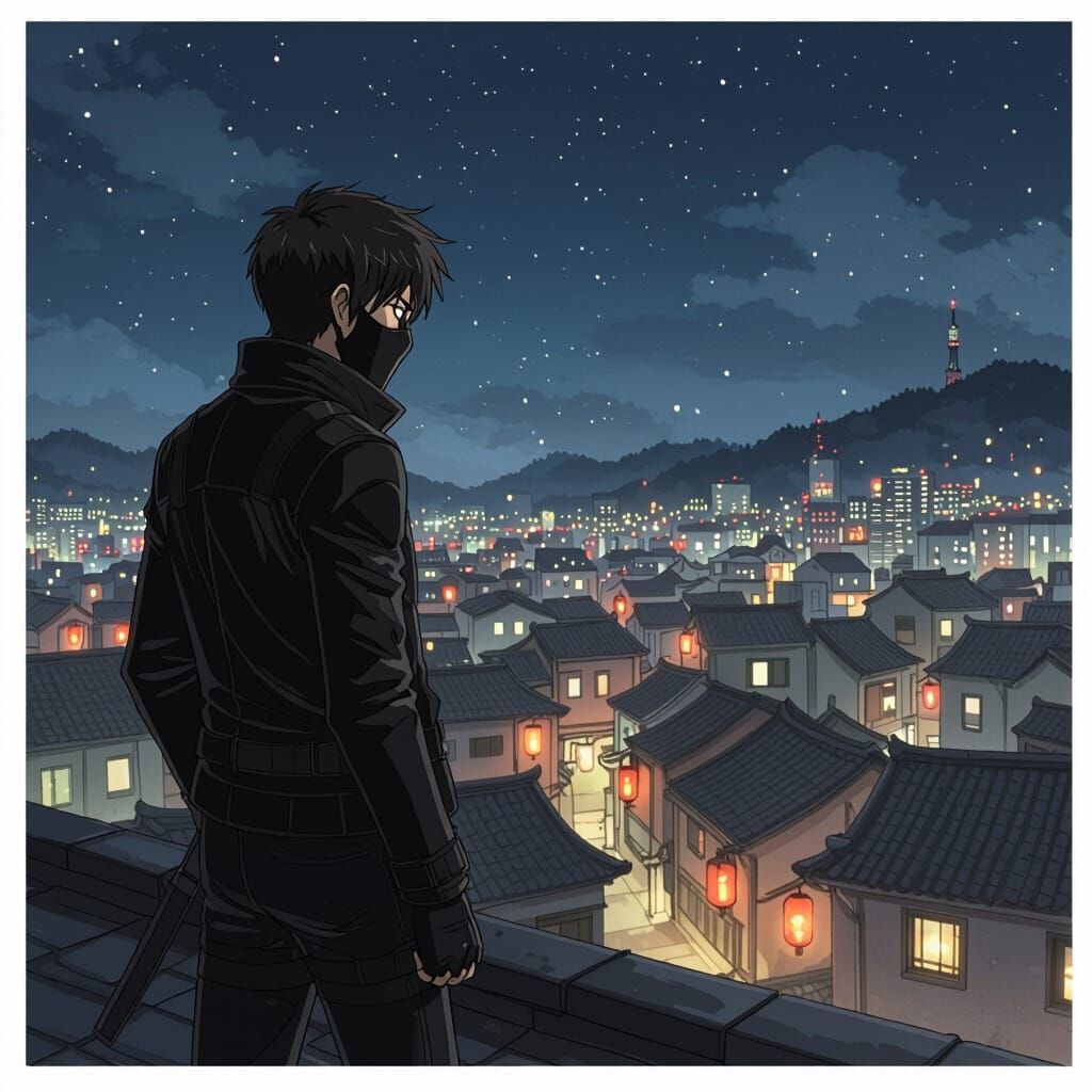 Jin Woo: Urban Vigilante in Manga Style