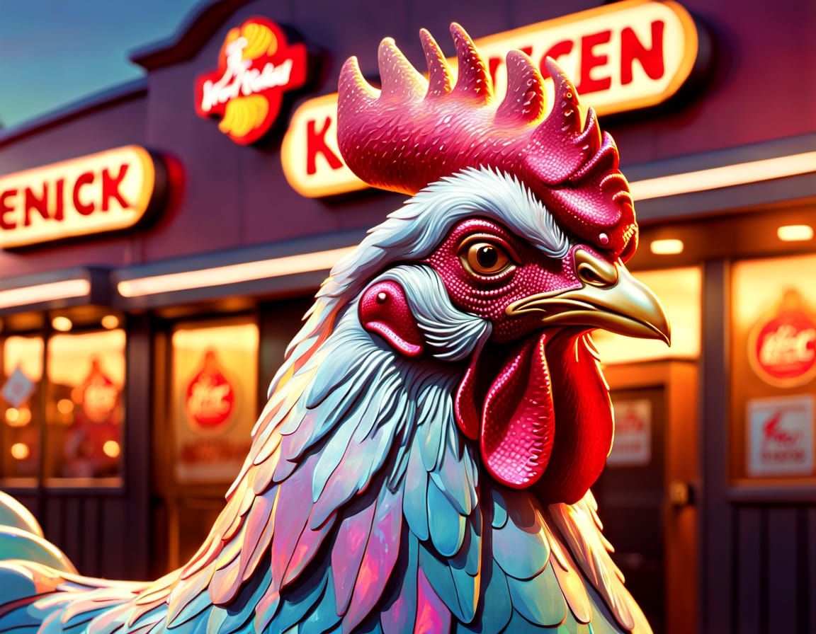 Iridescent Scaled Chicken Art Nouveau Concept