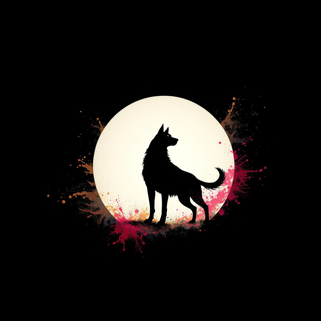 Dog Silhouette in Circle: Fantasy Concept Art
