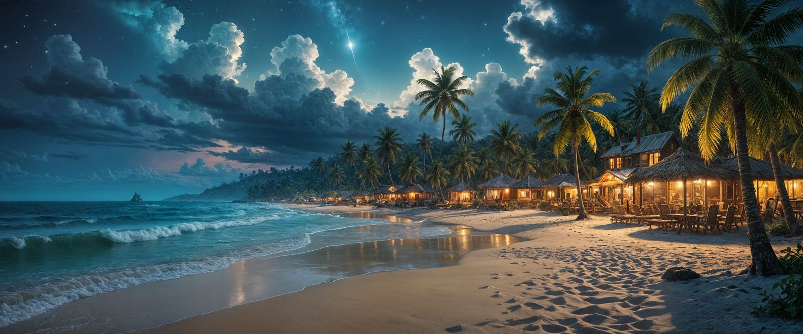 Dystopian Tropical Beach Landscape in Hyperrealism