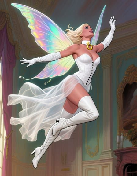 Fairy Queen in Opulent Mansion, Comic Book Style