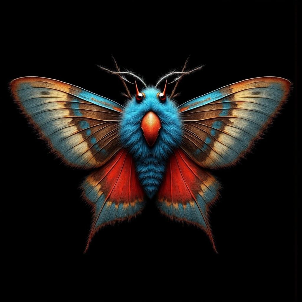 Fantasy Moth in Surreal Mixed Media Style