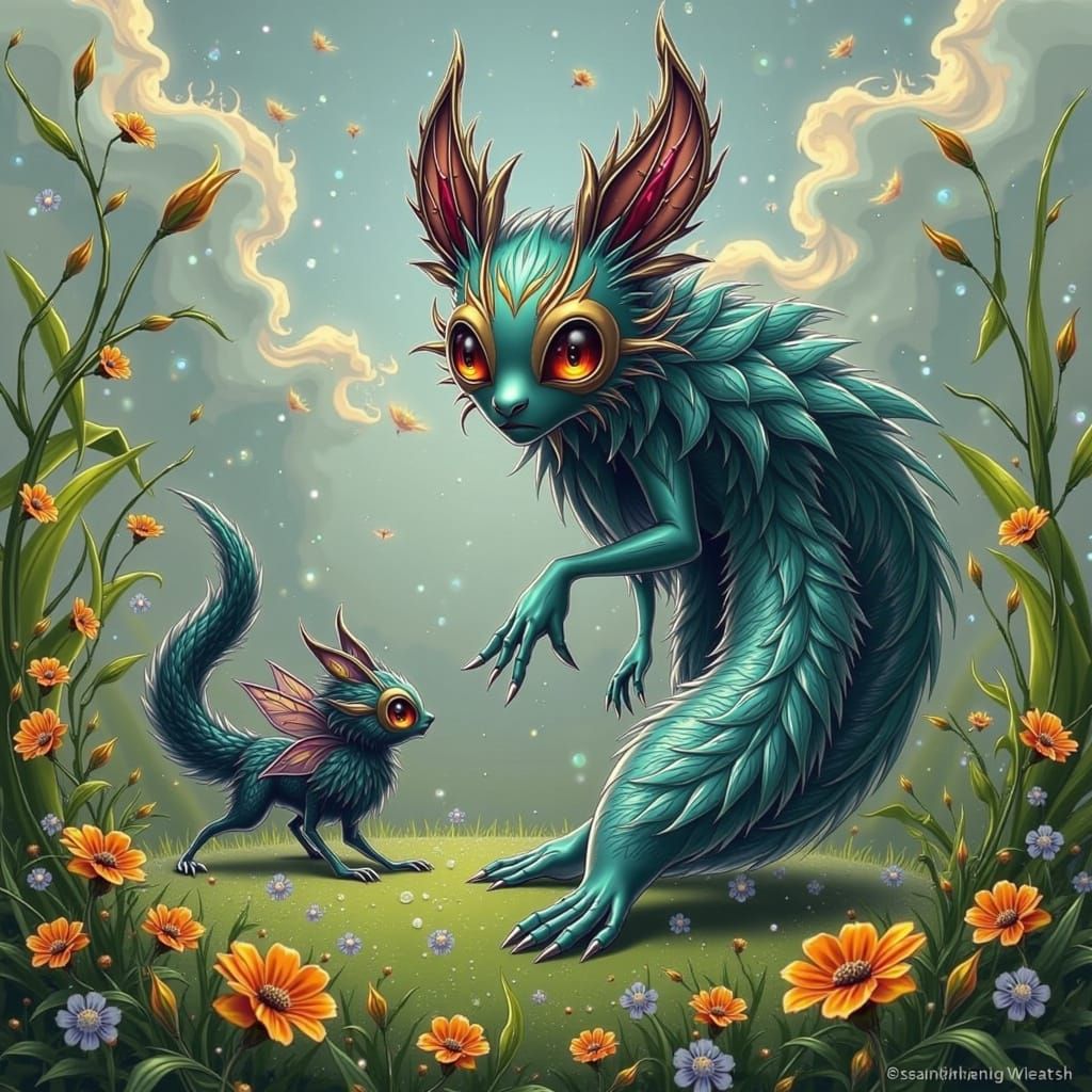 Whimsical Creature in Fantasy Adventure Style