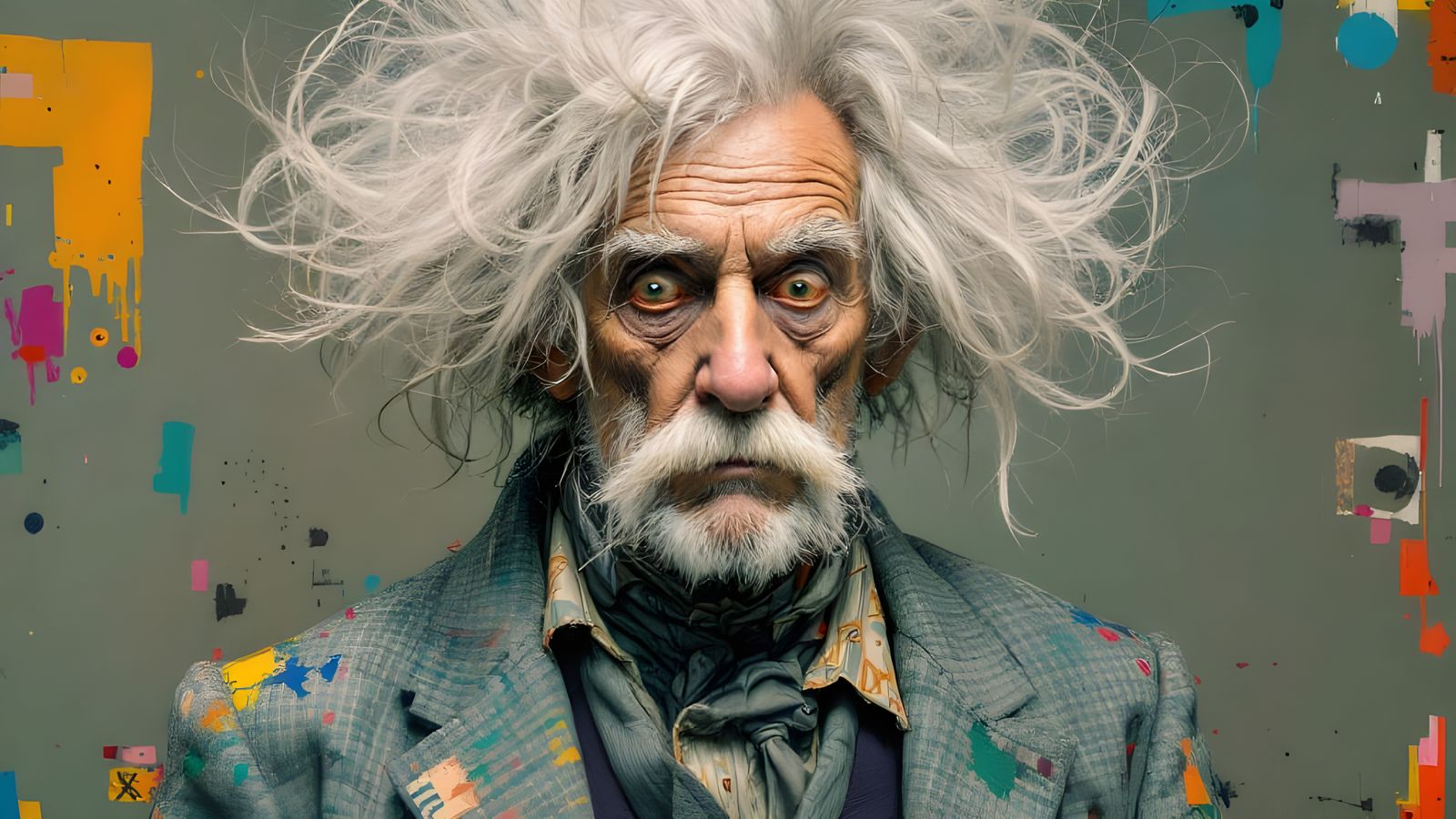 Old Man Portrait with Big Hair