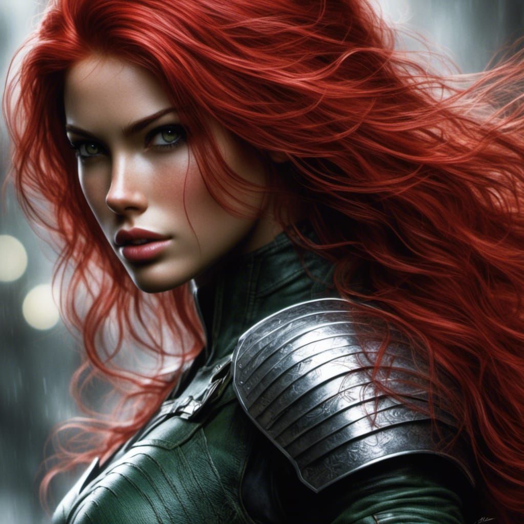 Hyperrealistic X-Men Rogue Portrait in Flight