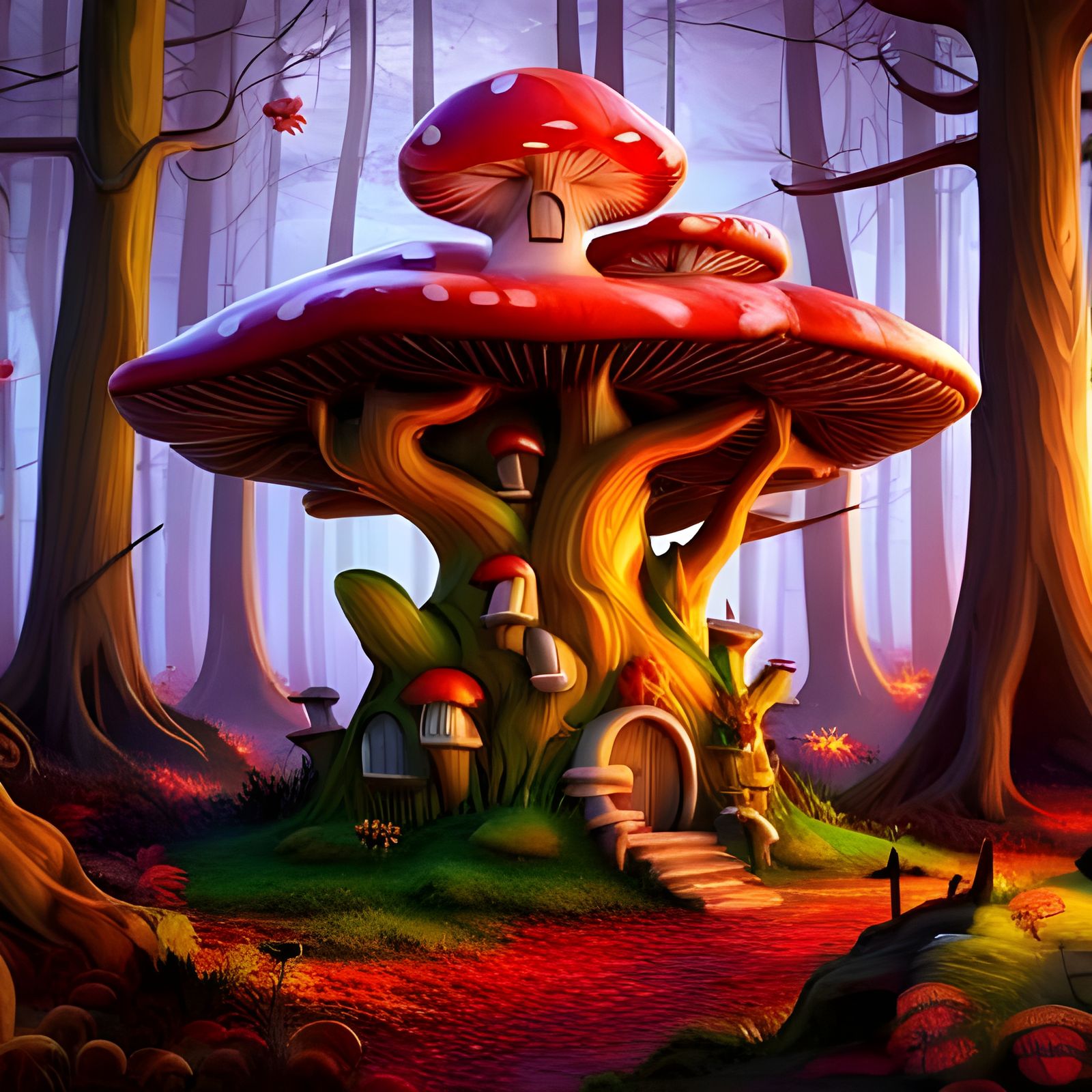 Fairytale Mushroom Treehouse in Fantasy Forest