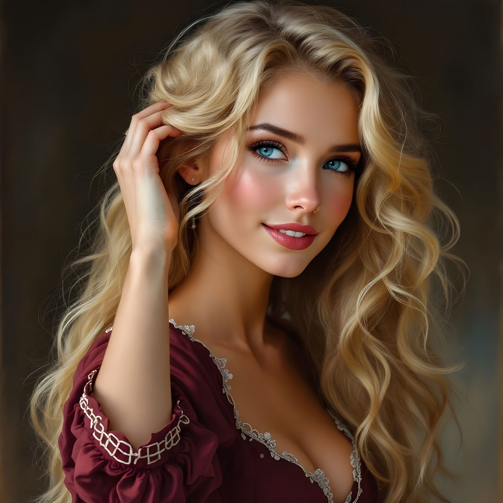 Beautiful Norse Goddess Portrait in Romanticist Style