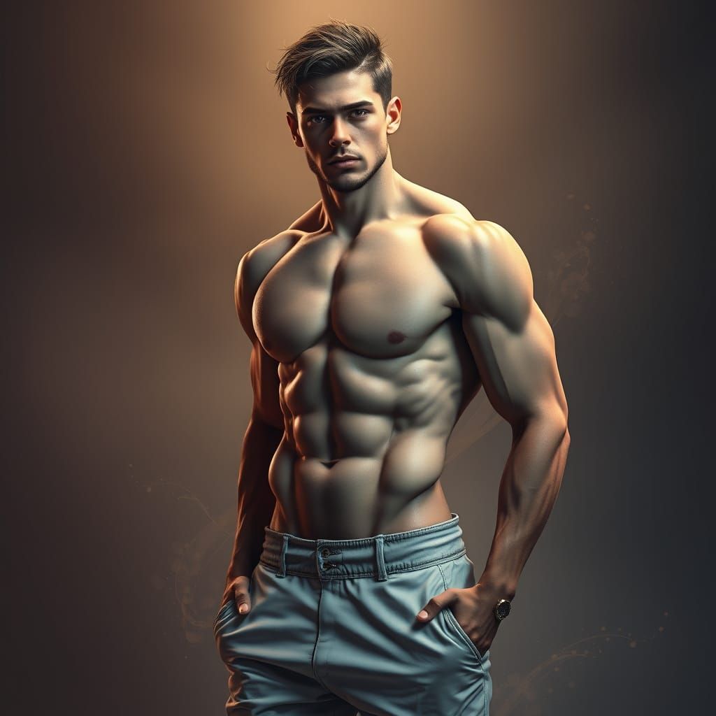 Muscular Man Portrait in Dynamic Lighting