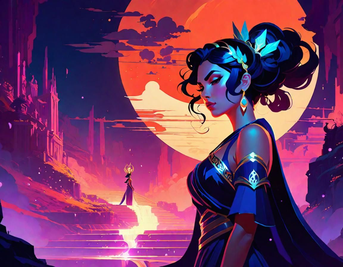 Goddess in SuperGiant Games "Hades" Style