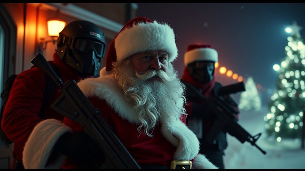 Santa Claus Protected by Elite Secret Service Agents in Cine...