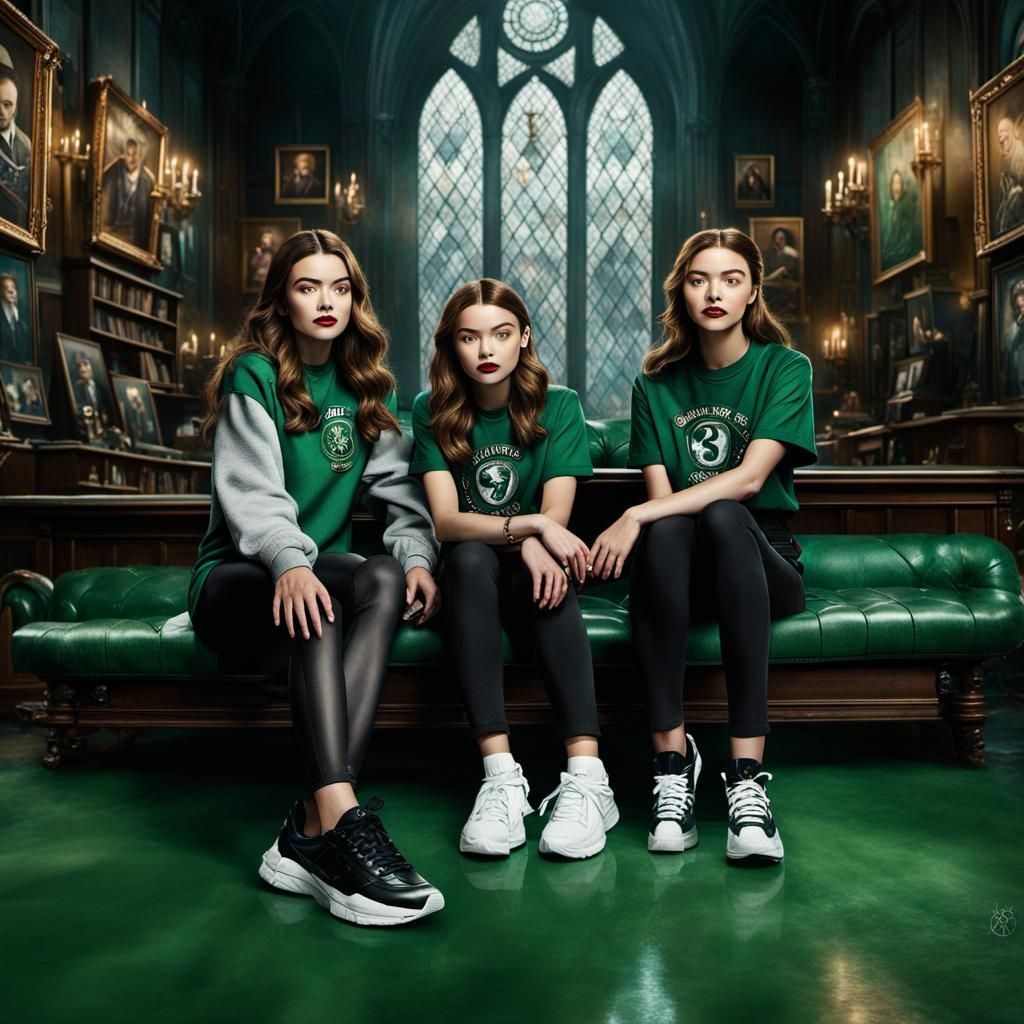 Slytherin Fashion: Women Relaxing in Common Room