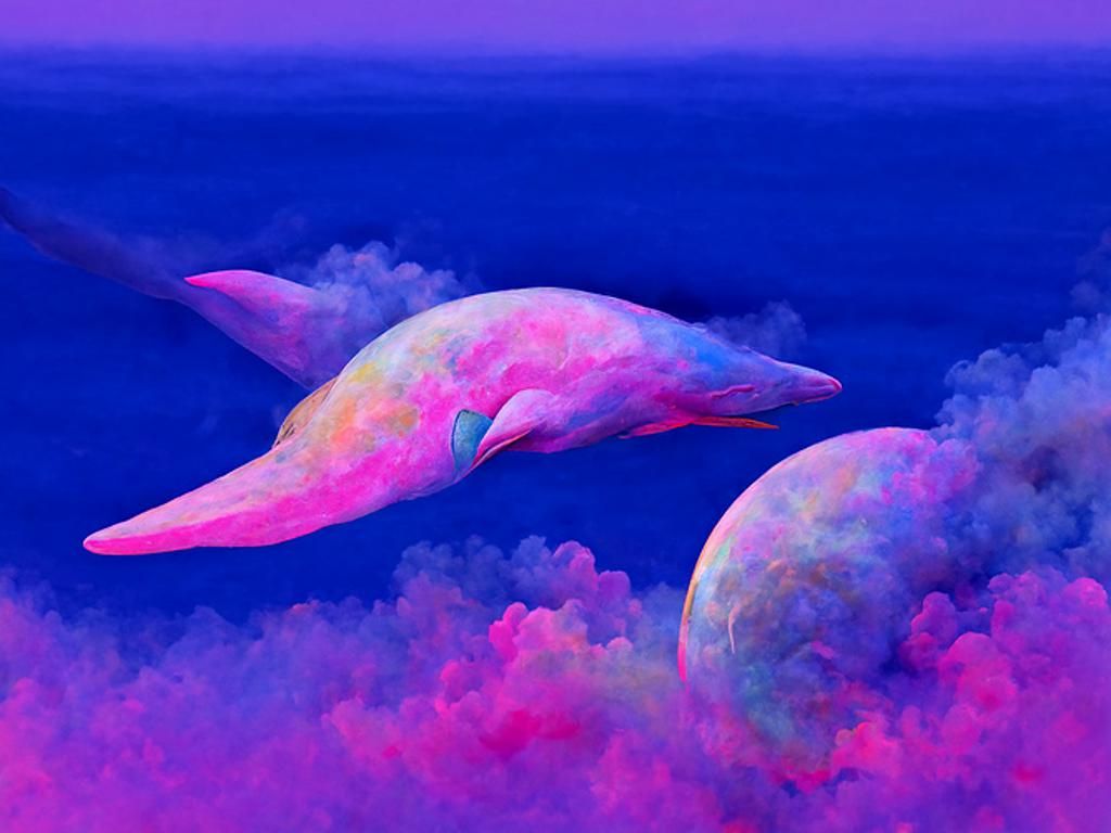 Whale with Angel Wings in Dreamscape