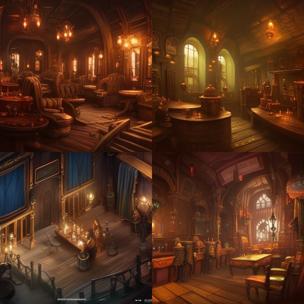 Dark Fantasy Saloon in Detailed Matte Painting Style