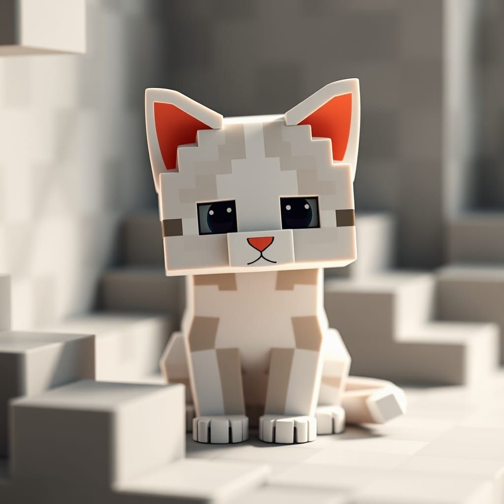 White Minecraft Kitten