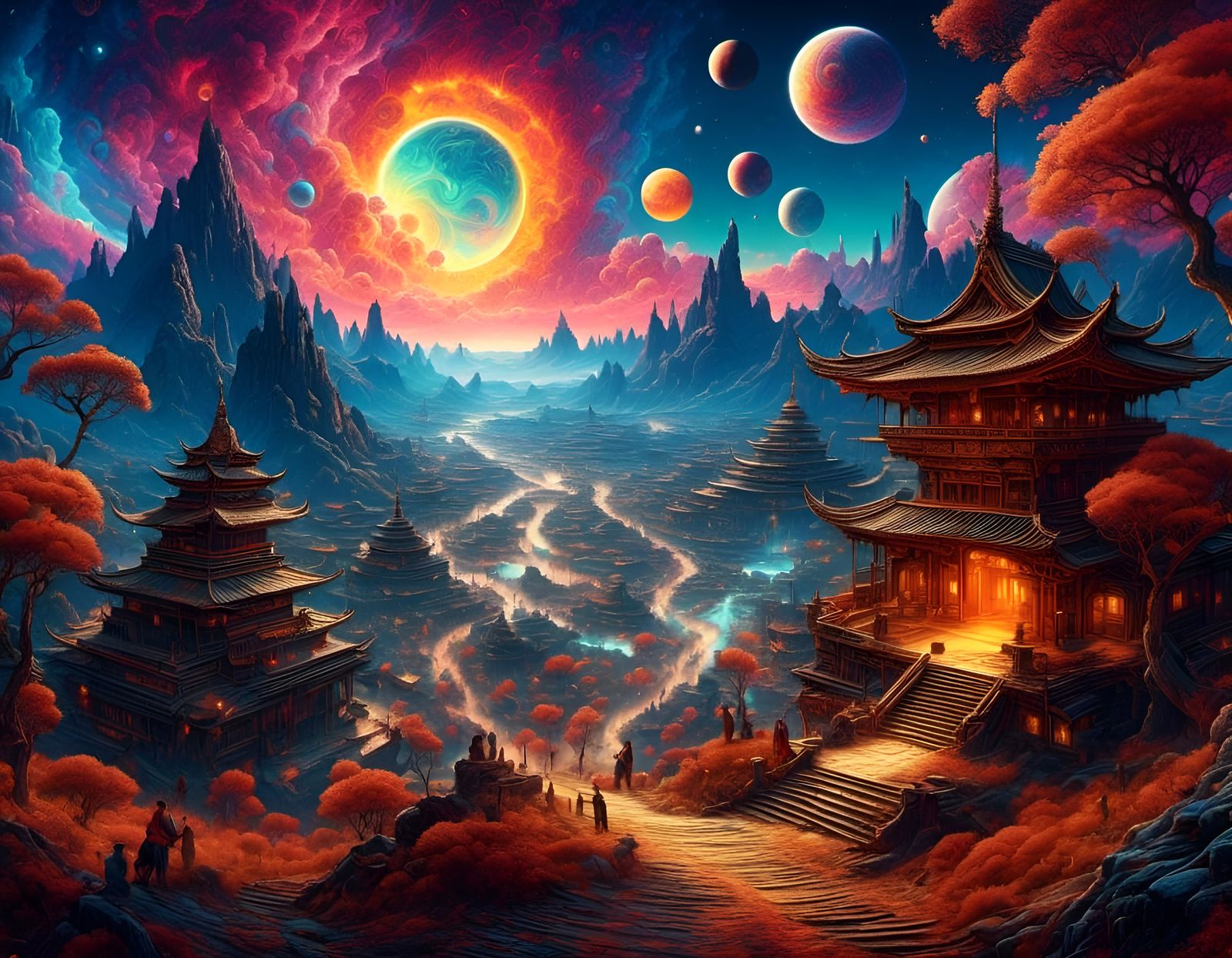 Fantasy Starscape Disco Inferno: Cosmic Digital Art