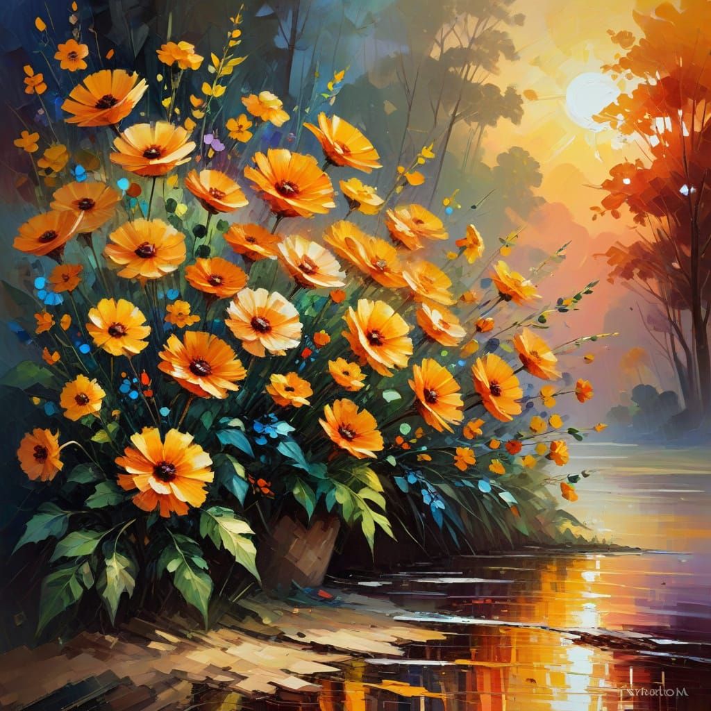 Vibrant Summer Festival in Impressionist Oil Painting Style