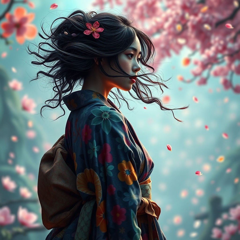 Quantum Kimono in Surrealist Fauvist Garden