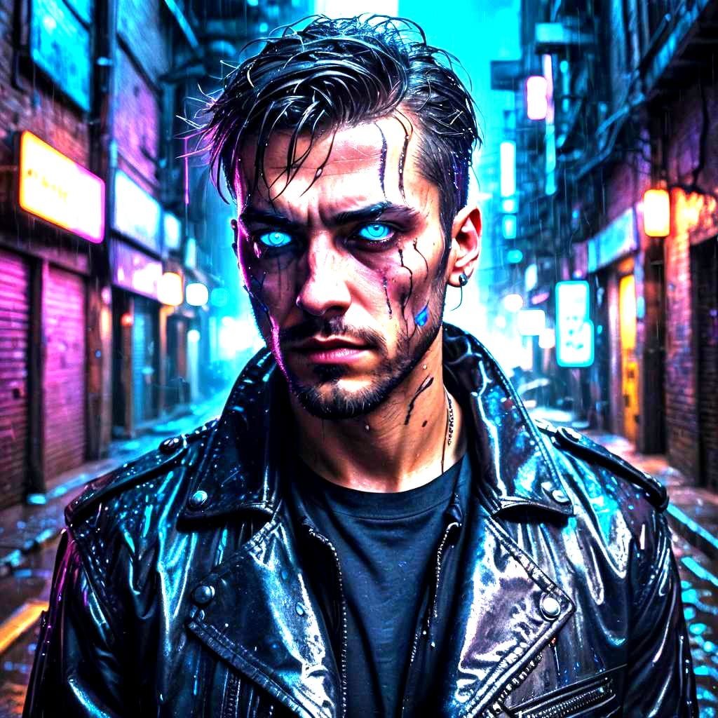 Cyberpunk Man in Digital Art Style