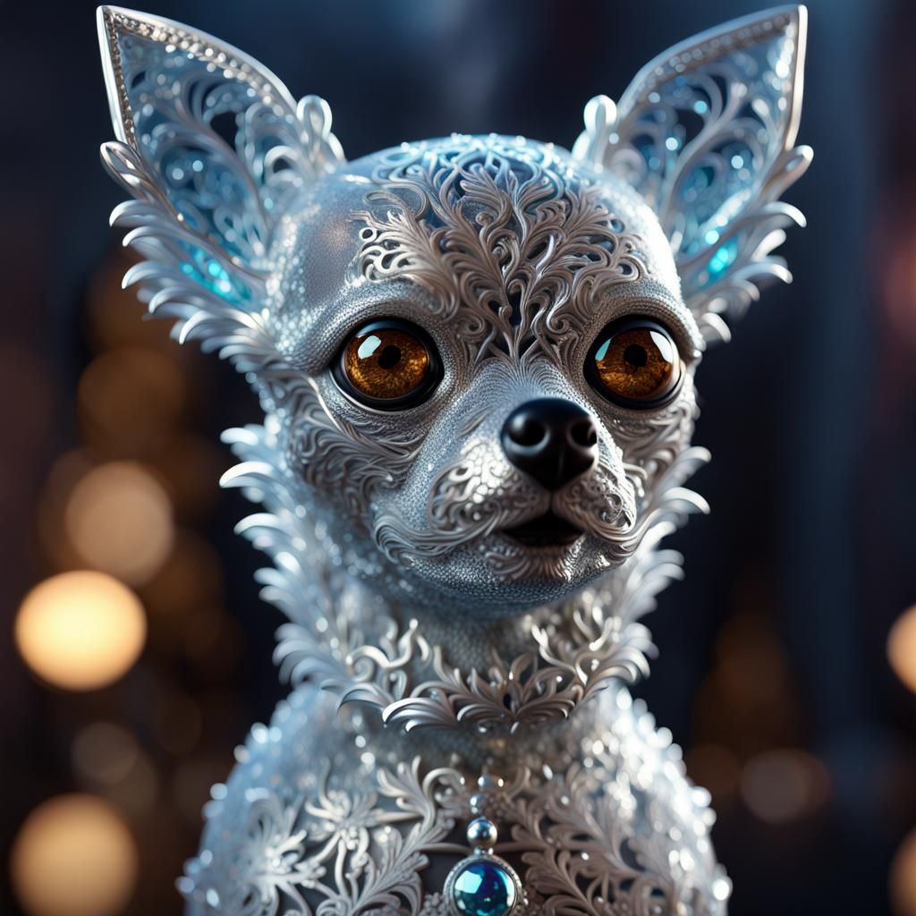 Frozen Fractals Chihuahua Dog Sculpture in CGI