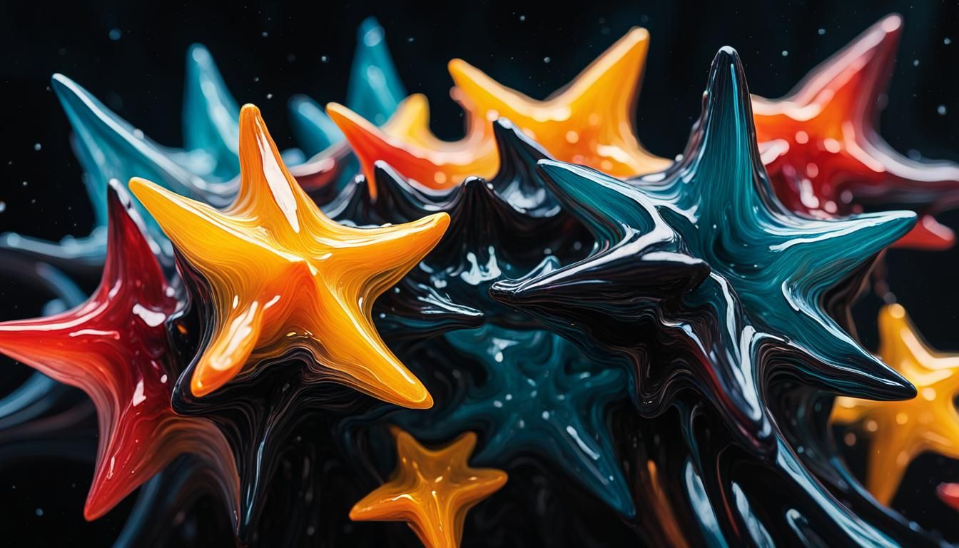 Vivid Impasto Painting of Binary Star Cluster