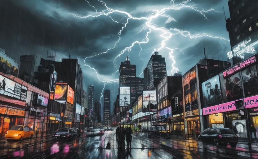 Minneapolis Cityscape Ablaze in Electric Blue Lightning