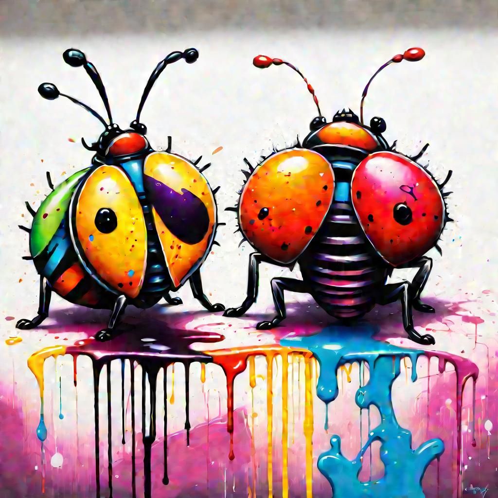 Happy Bugs Living Together in Vivid Graffiti Art
