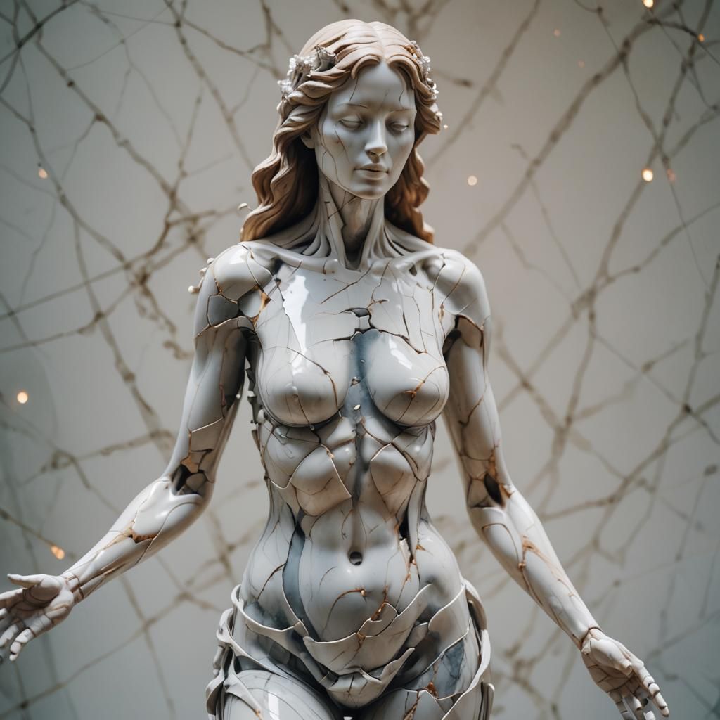 Dissected Marble Sculpture of a Woman's Body