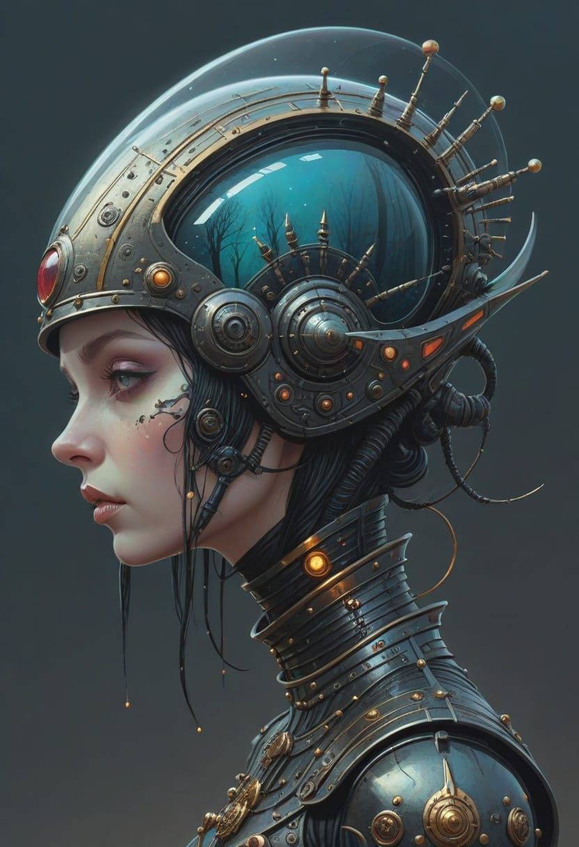 Goth Alien Princess Knight in Black Energy Armor