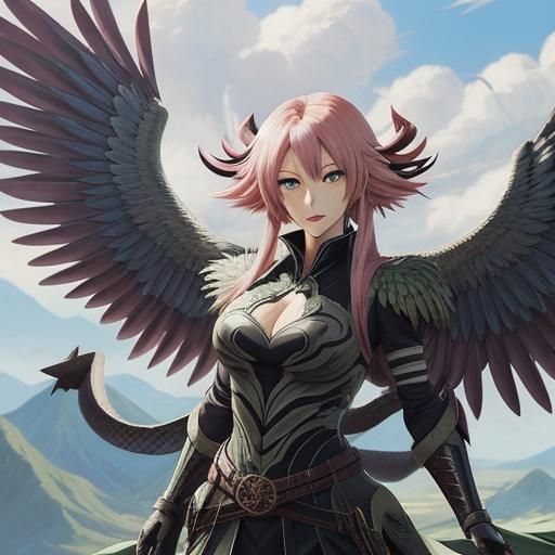 Winged Snake in Anime Manga Style