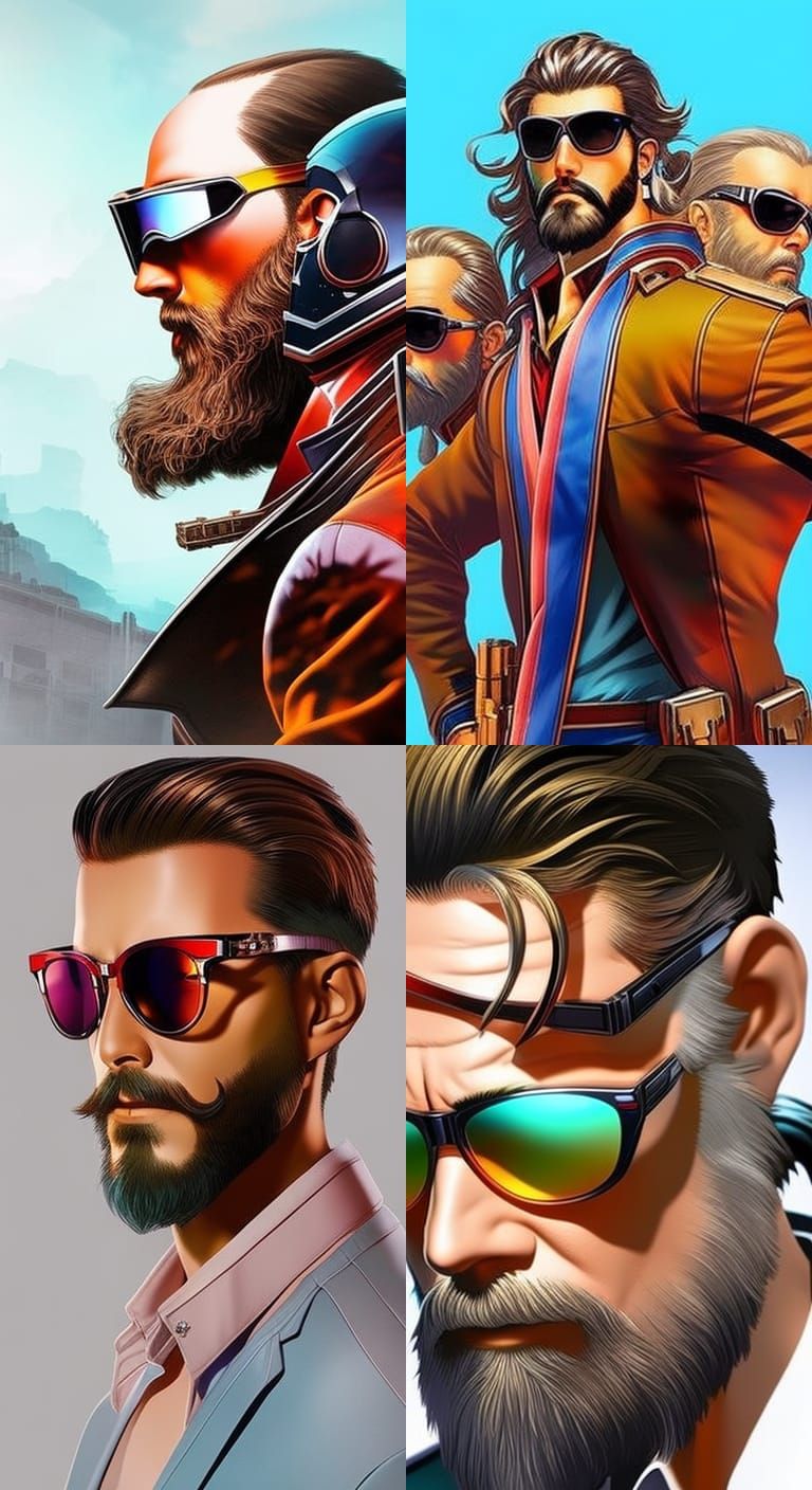 Hyperrealistic Portrait of Two Men with Glasses