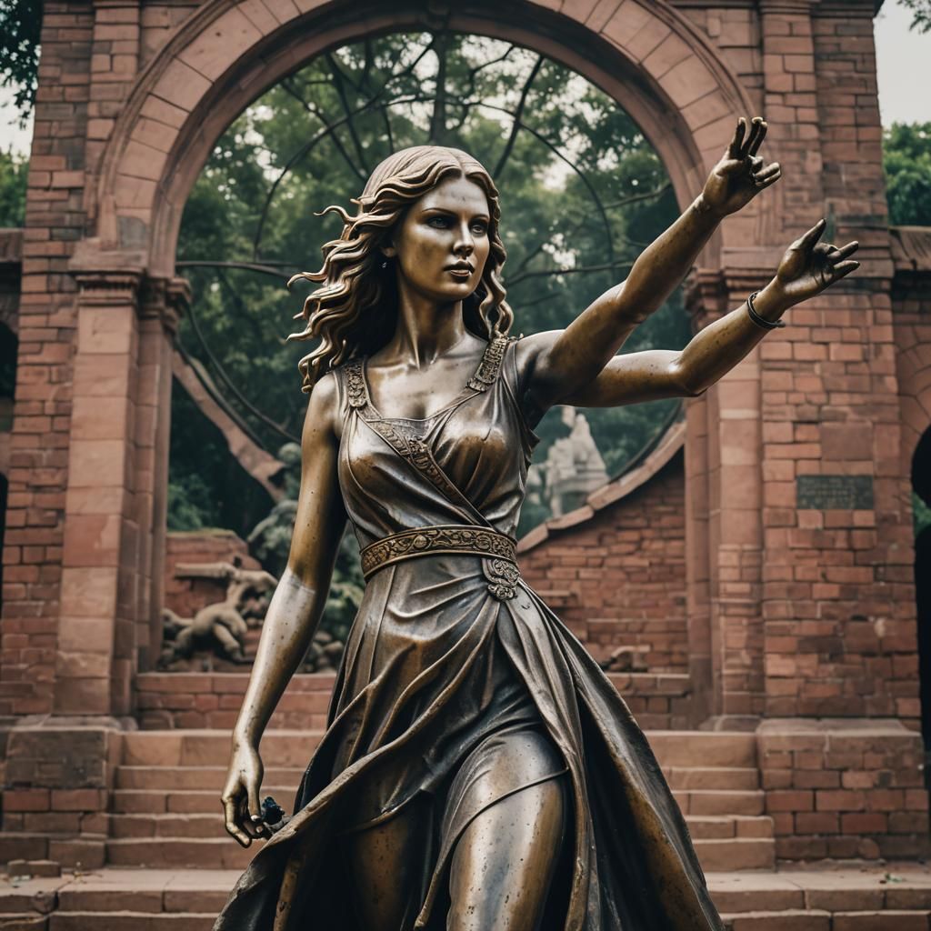 Taylor Swift-esque Statue in New Delhi: Cinematic Still