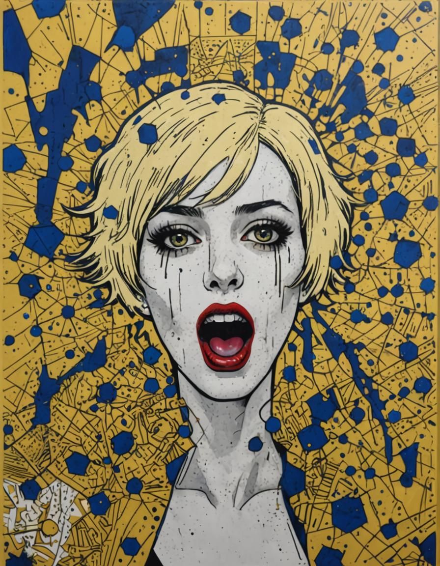 Emo Girl in Pop Art Style Screen Print