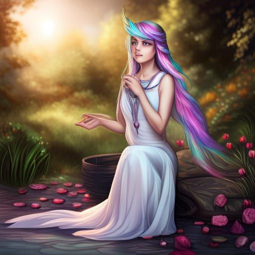 Princess Celestia as Human Girl: Hyperrealistic Rendering