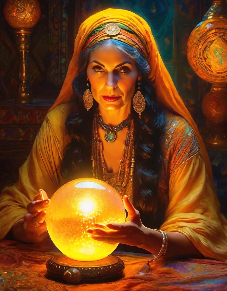 Mystical Fortune Teller with Crystal Ball