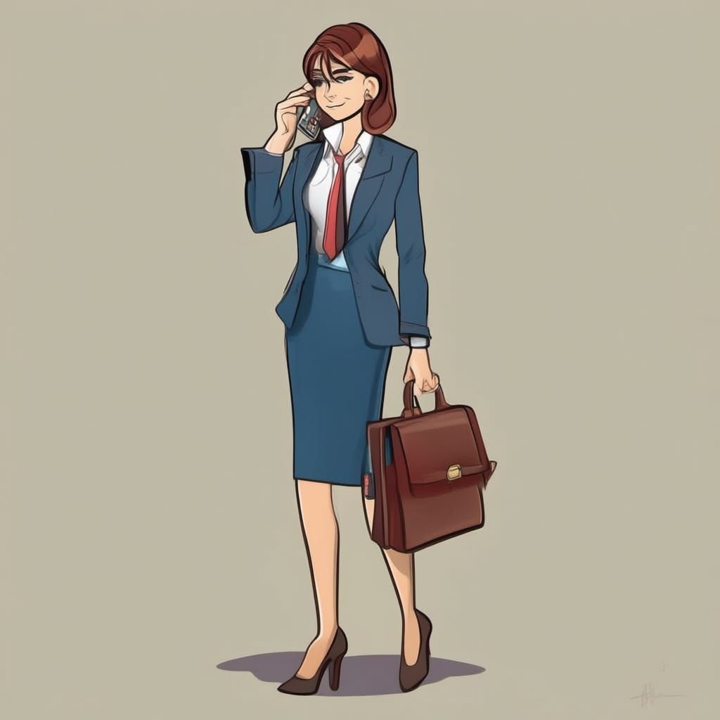 Professional Woman With Briefcase and Phone