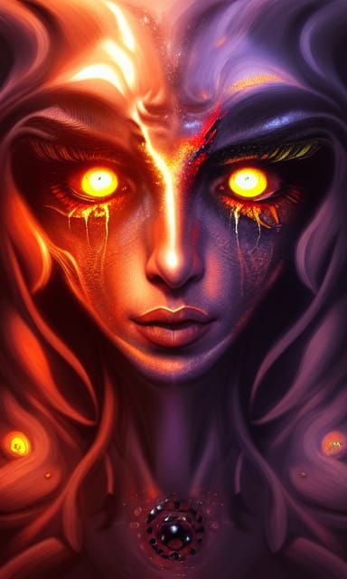 Hyperrealistic Fire Spirit Digital Illustration
