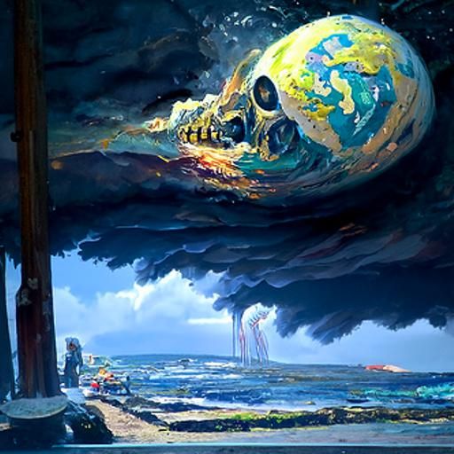 Apocalyptic World's End in Oil Painting Style