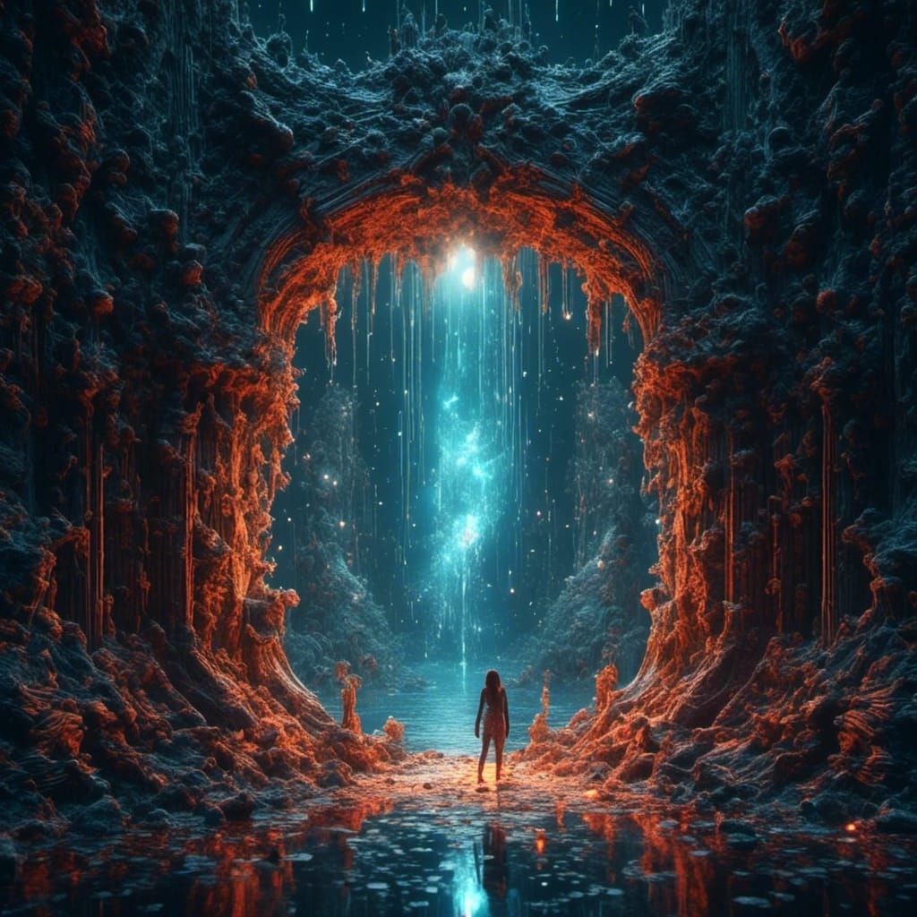 Glowing Portal to Another Dimension in Fantasy Art