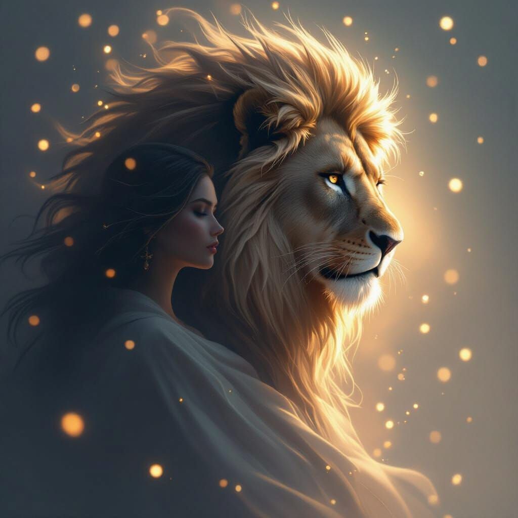 Lion Emerging from Shadow in Ethereal Light